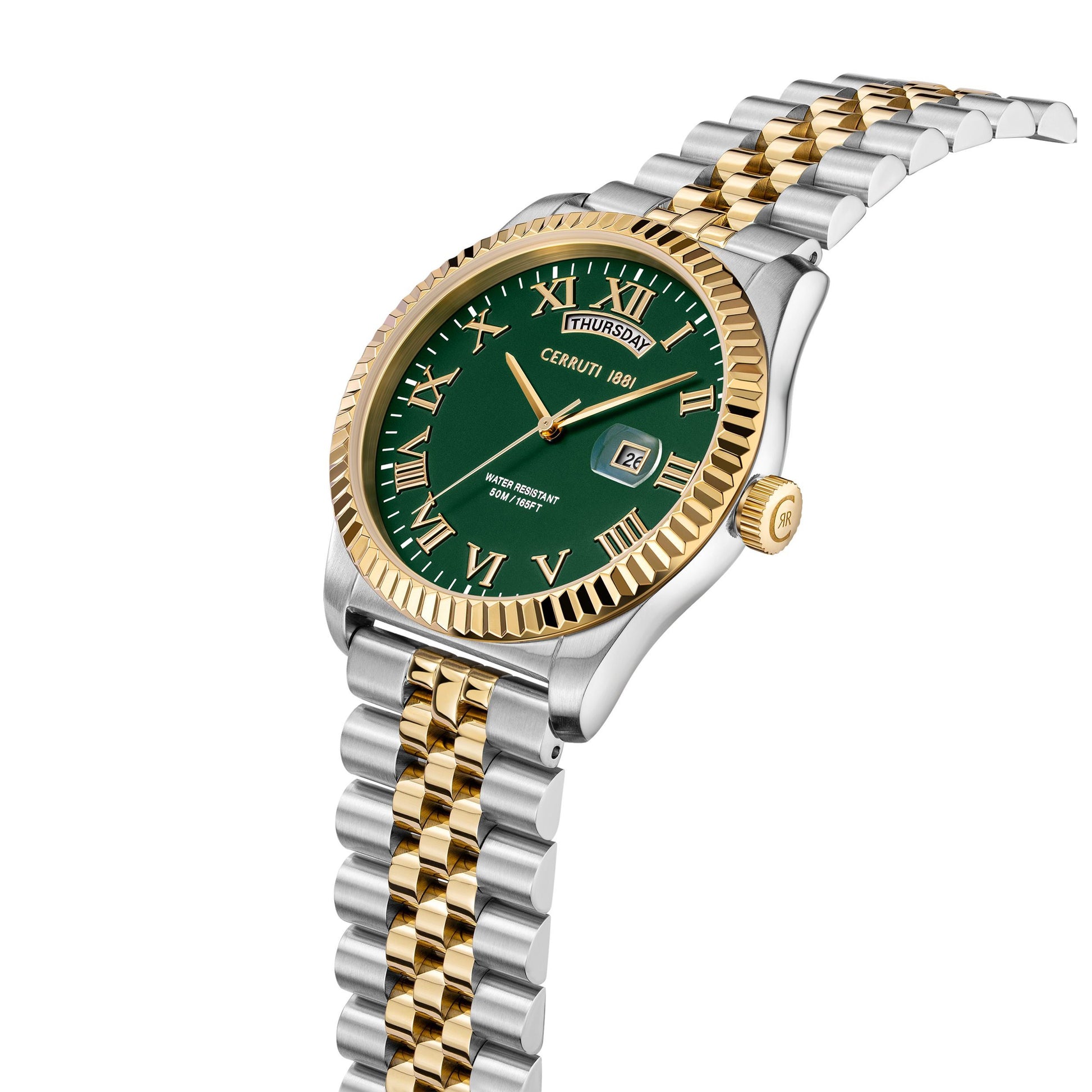 Montre dateur Chienti Vert - Doré