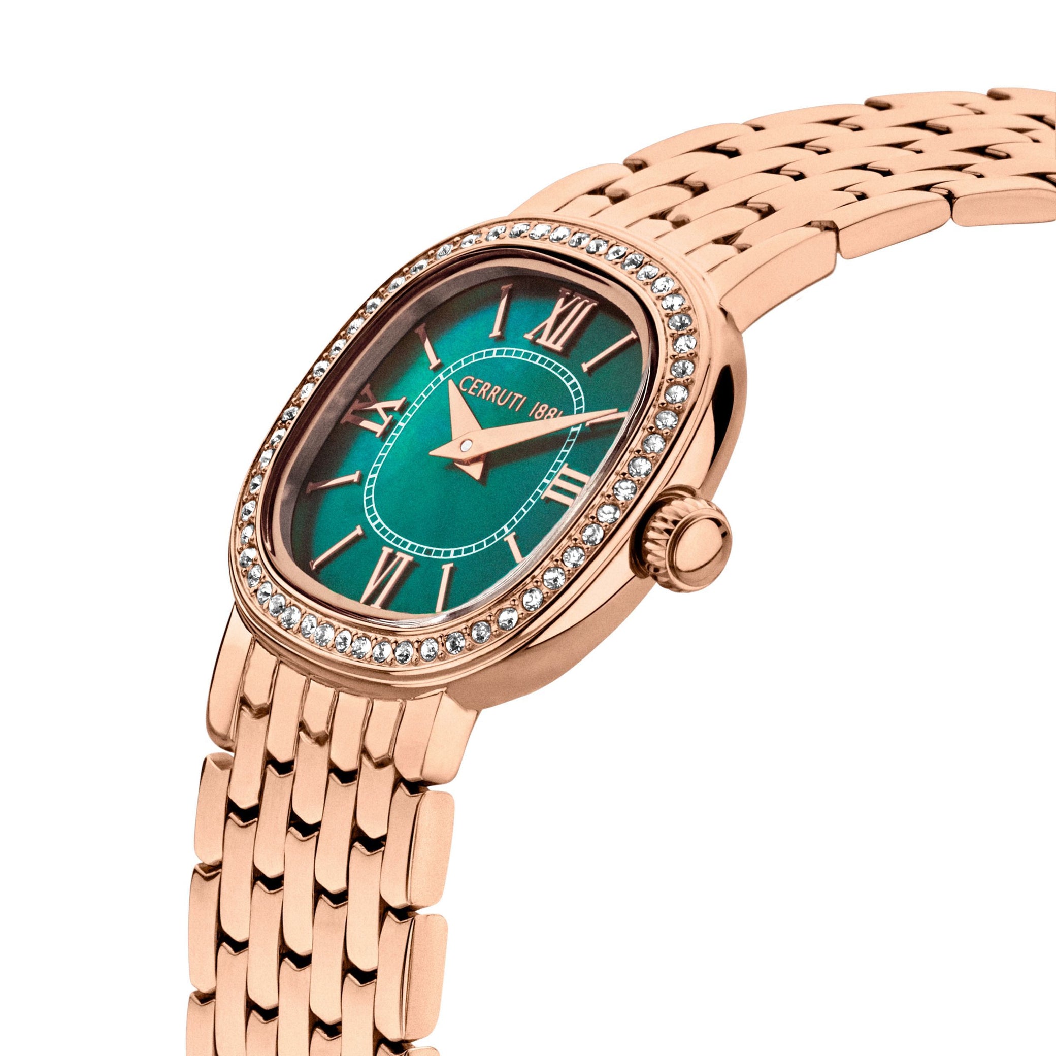 Montre Gresta verte et or rose