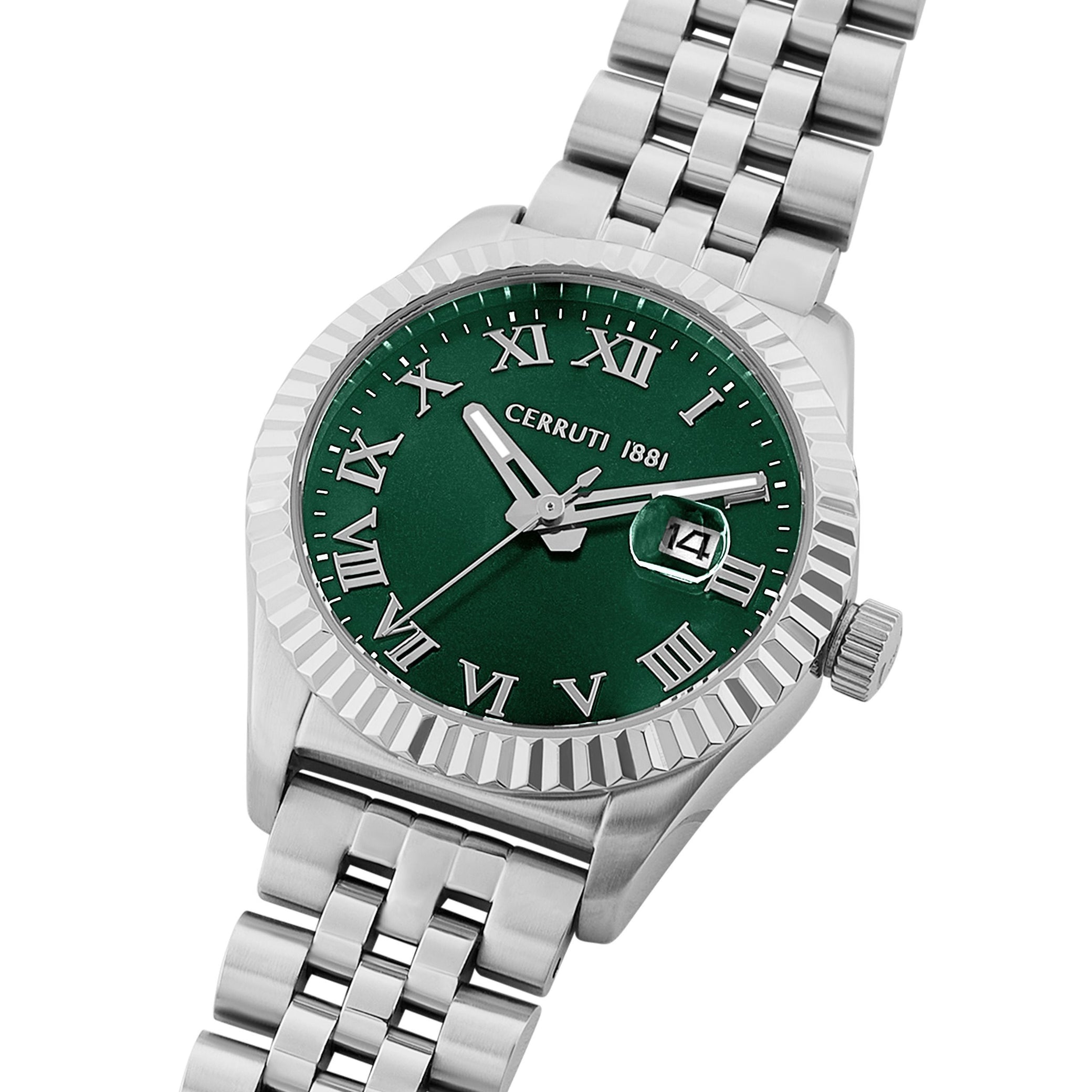 Date watch Baccio Green - Silver