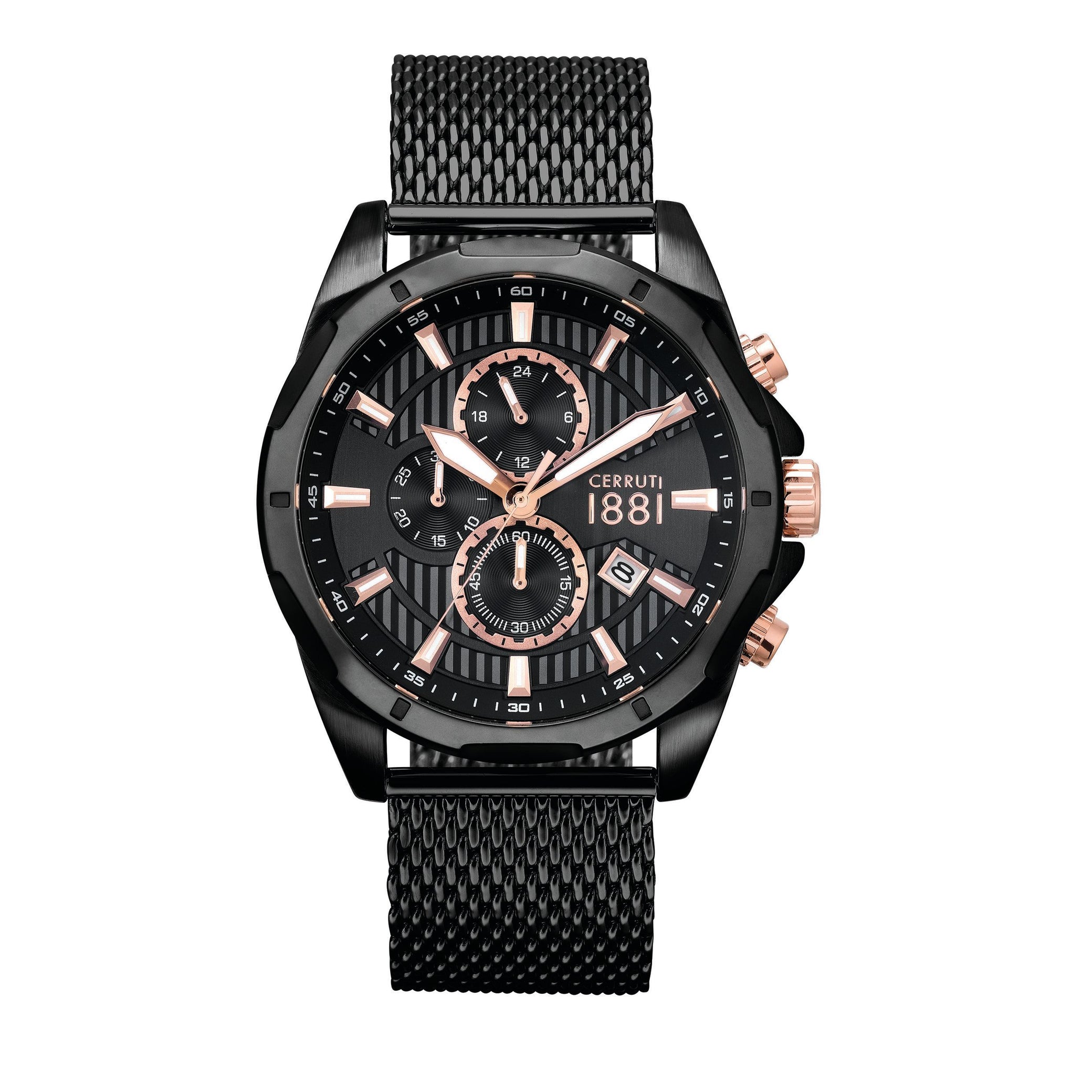 Chronographe Melitello Noir et or rose