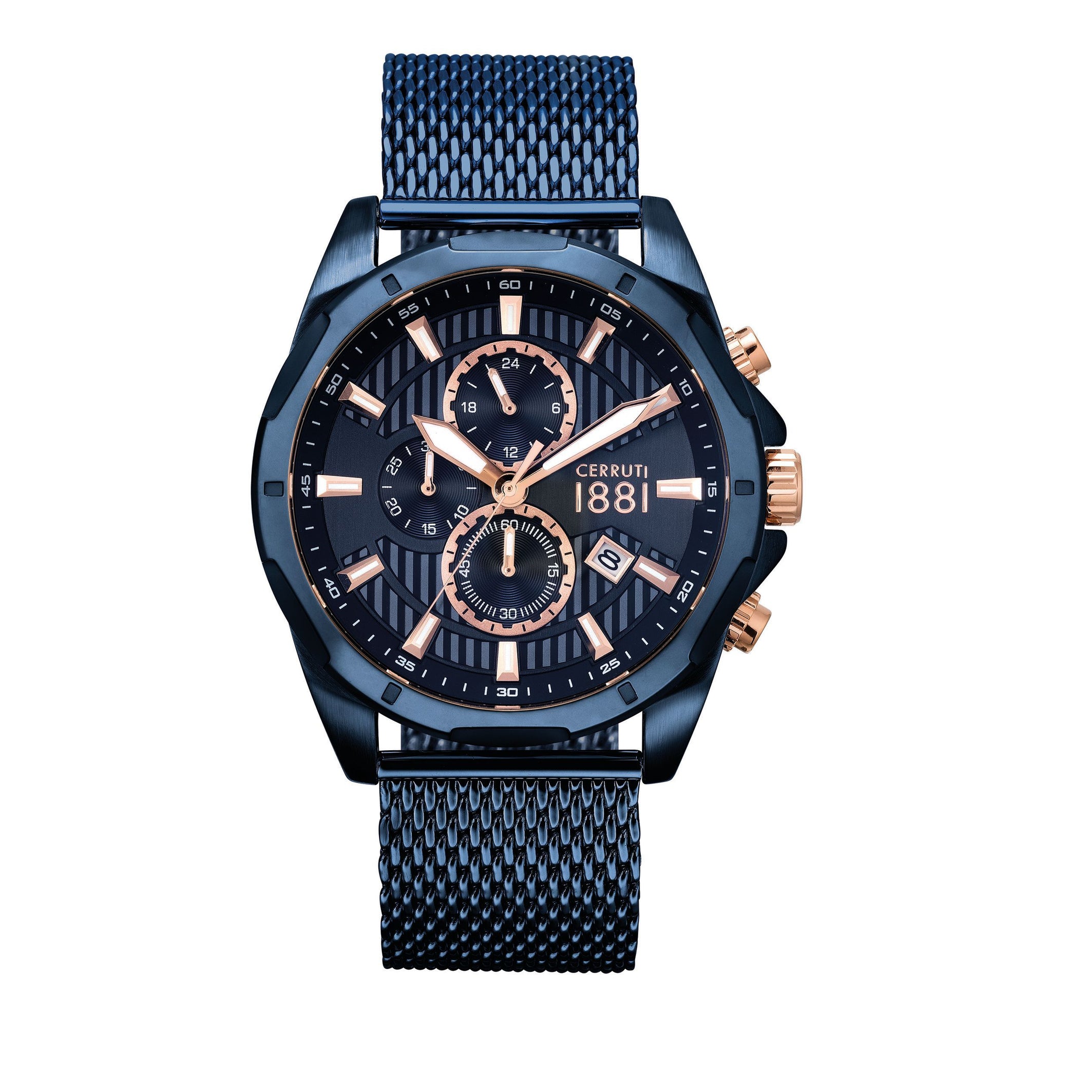 Chronographe Melitello Bleu et Or rose