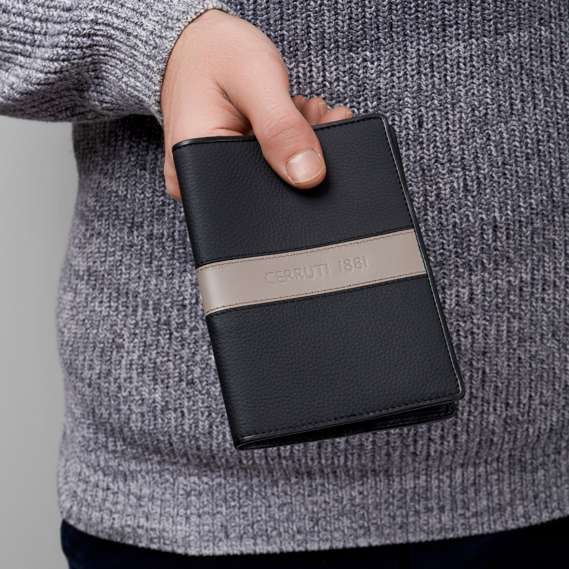 Passport holder Delano Taupe &amp; Black